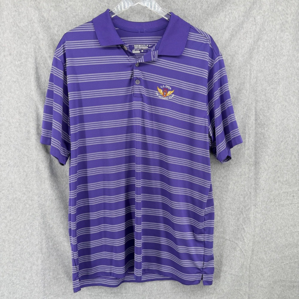 Nike Golf Mens XL Purple Striped 2012 US Open Olympic Club Polo Shirt 452505-545 - Picture 8 of 10